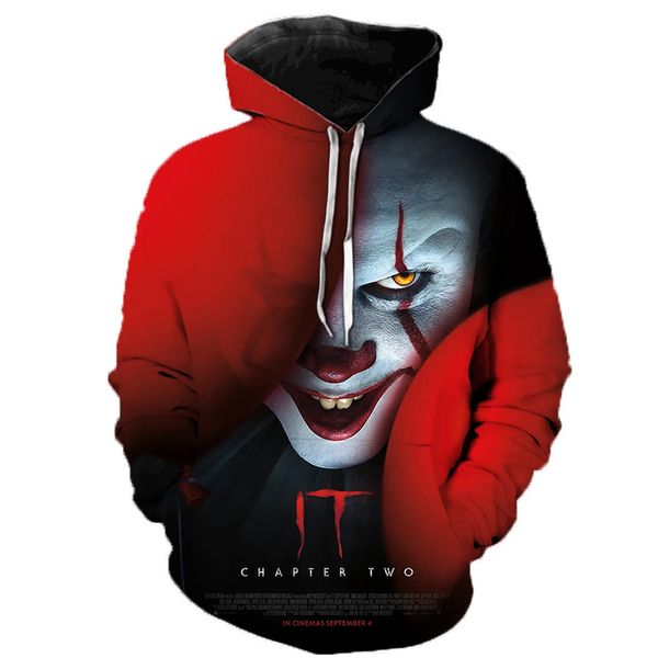 2019 horror movie it clown 3d printed hoodie sweatshirts it chapter two film pullover men women casual streetwear funny hoodies, Black
2019 horror movie it clown 3d printed hoodie sweatshirts it chapter two film pullover men women casual streetwear funny hoodies, Black