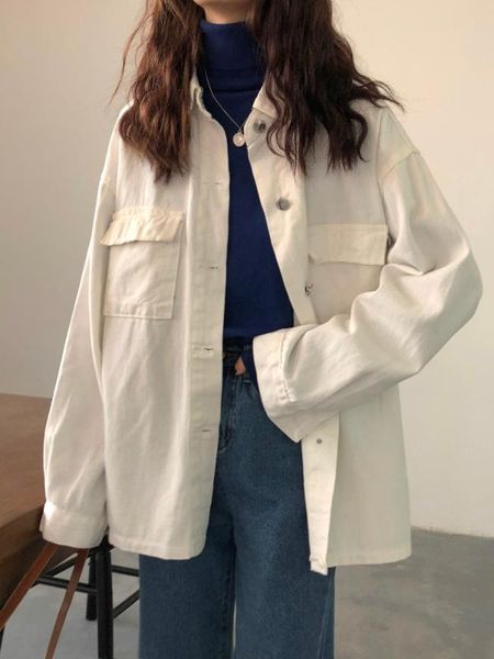 white denim jacket female 2020 new versatile loose korean retro thin top, Black;brown