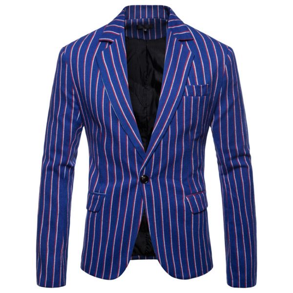 2020 fashion new men's casual boutique striped suit / men's slim personality plaid suit, White;black