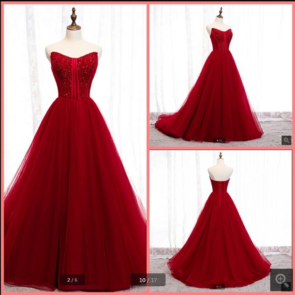 2019 robe de soiree wine a line heavily beading sequined formal prom dresses strapless sweetheart neckline corset elegant prom gowns on sale, Black
2019 robe de soiree wine a line heavily beading sequined formal prom dresses strapless sweetheart neckline corset elegant prom gowns on sale, Black