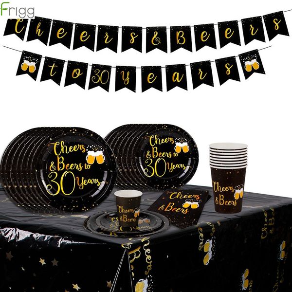 black gold cheers&beers disposable tableware set banner cheers to 30 years anniversary 40 50 60 birthday party decoration adult
black gold cheers&beers disposable tableware set banner cheers to 30 years anniversary 40 50 60 birthday party decoration adult