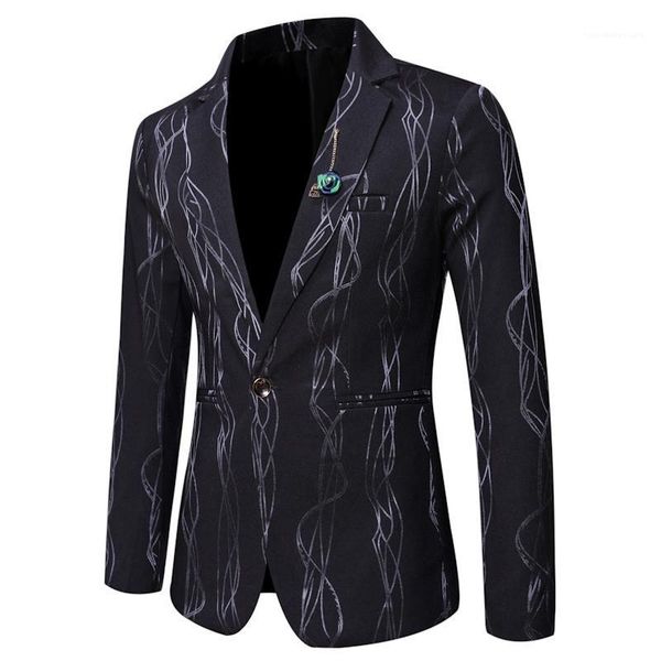 button panelled mens blazers casual males clothing line print mens designer blazers fashion slim luxury single, White;black
button panelled mens blazers casual males clothing line print mens designer blazers fashion slim luxury single, White;black