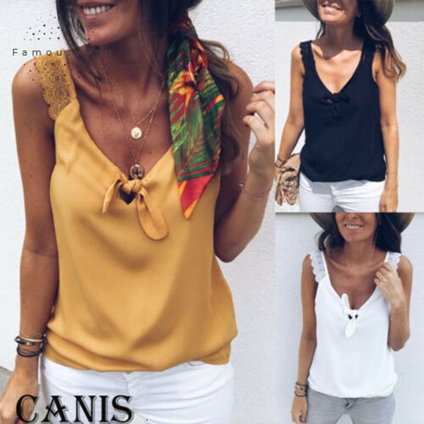 2019 womens lace black camis brief solid white sweet casual blouse loose v neck knot ladies t shirt vest
2019 womens lace black camis brief solid white sweet casual blouse loose v neck knot ladies t shirt vest
