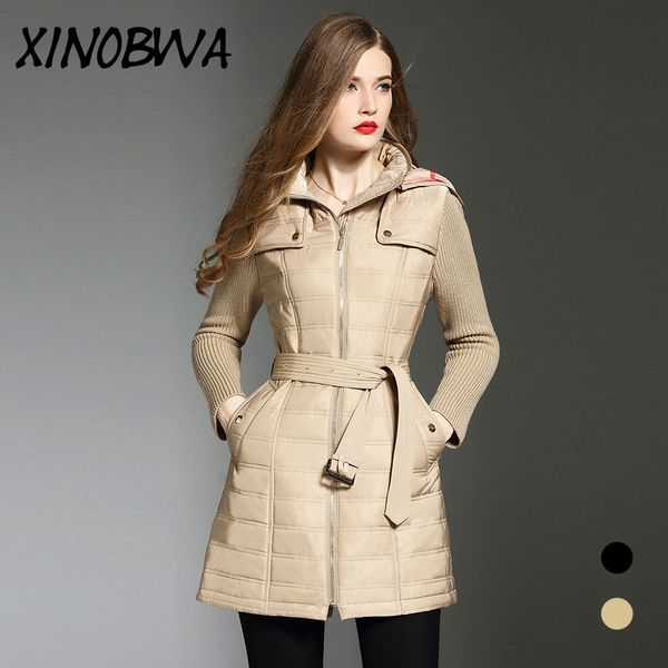 women winter high street fashion slim thick warm patchwork zipper long jackets parkas with sashes female elegant cotton coats, Black
women winter high street fashion slim thick warm patchwork zipper long jackets parkas with sashes female elegant cotton coats, Black