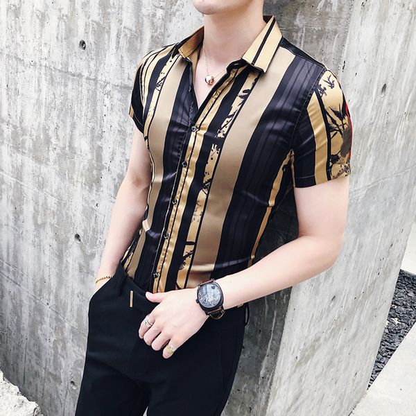 luxury gold black shirt 2018 summer short sleeve fashion designer party club prom party shirt stylish gold slim shirts for men, White;black
luxury gold black shirt 2018 summer short sleeve fashion designer party club prom party shirt stylish gold slim shirts for men, White;black