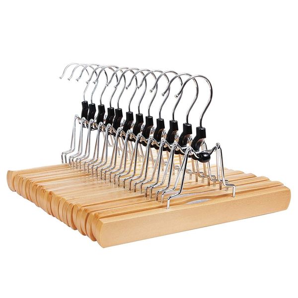 1 set of 10 trouser clamp hanger solid wood anti-slip felt hook pant skirt hangers natural
1 set of 10 trouser clamp hanger solid wood anti-slip felt hook pant skirt hangers natural