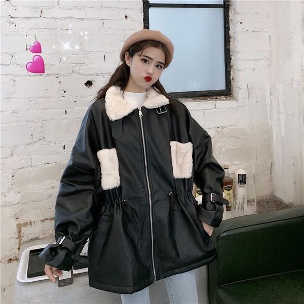 autumn winter motorcycle pu leather jacket pockets women fur patchwork coat harajuku jackets thicken parkas, Black
autumn winter motorcycle pu leather jacket pockets women fur patchwork coat harajuku jackets thicken parkas, Black