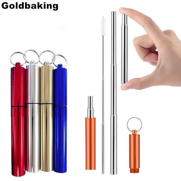 

reusable straws collapsible straw portable stainless steel metal drinking straw with travel case cleaning brush