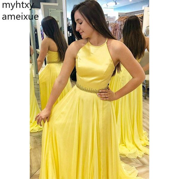simple yellow gown evening dresse plus size a-line halter prom dress floor length sleeveless sweep train gowns custom made, White;black
simple yellow gown evening dresse plus size a-line halter prom dress floor length sleeveless sweep train gowns custom made, White;black