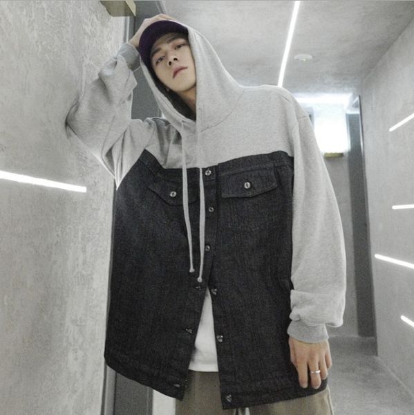 spring men's new cowboy coats splicing clothes pullover denim bomber jacket hoodies casual hoodie men sweatshirt, Black;brown
spring men's new cowboy coats splicing clothes pullover denim bomber jacket hoodies casual hoodie men sweatshirt, Black;brown