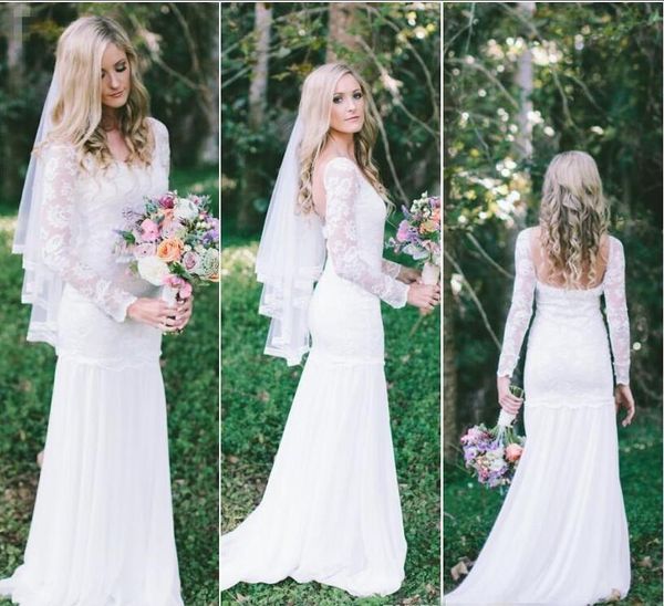 simple beach wedding dresses summer sheer long sleeves bohemian chiffon lace floor length mermaid backless bridal gowns 2018 plus size, White
simple beach wedding dresses summer sheer long sleeves bohemian chiffon lace floor length mermaid backless bridal gowns 2018 plus size, White