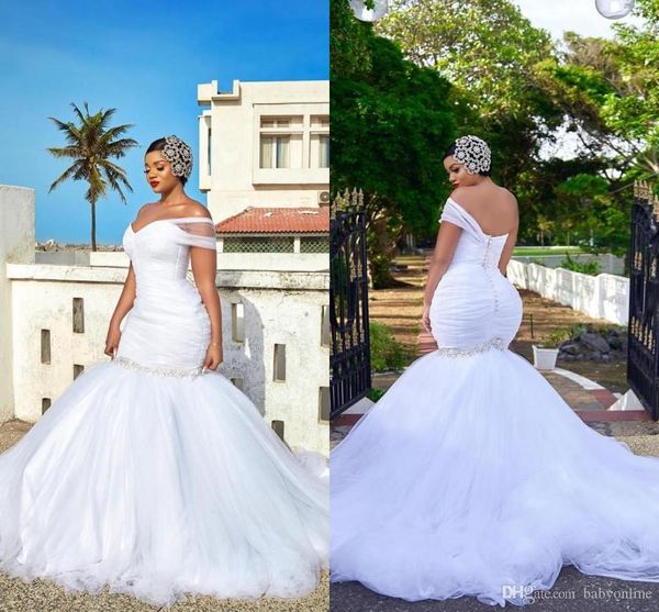 african black girls gorgeous plus size mermaid wedding dresses one shoulder beaded crystals wedding dress bridal gowns robe de mariee, White
african black girls gorgeous plus size mermaid wedding dresses one shoulder beaded crystals wedding dress bridal gowns robe de mariee, White