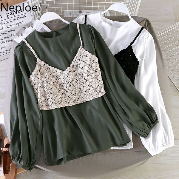 women's blouses & shirts neploe korean two pieces women sets hook hollow-out sling vest + long sleeve o-neck pullover blouse 2021 2pcs, White
women's blouses & shirts neploe korean two pieces women sets hook hollow-out sling vest + long sleeve o-neck pullover blouse 2021 2pcs, White
