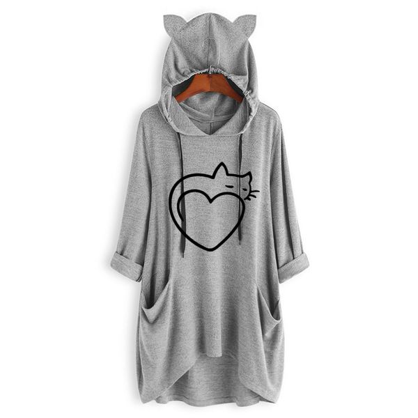 cat printed t-shirt cat ear hooded long sleeves pocket irregular loose drawstring tshirt women shirt roupa feminina, White
cat printed t-shirt cat ear hooded long sleeves pocket irregular loose drawstring tshirt women shirt roupa feminina, White