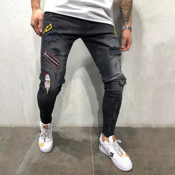 2019 men's embroidery jeans gray hip-hop slim men jeans men's tight-fitting denim homme, Blue
2019 men's embroidery jeans gray hip-hop slim men jeans men's tight-fitting denim homme, Blue