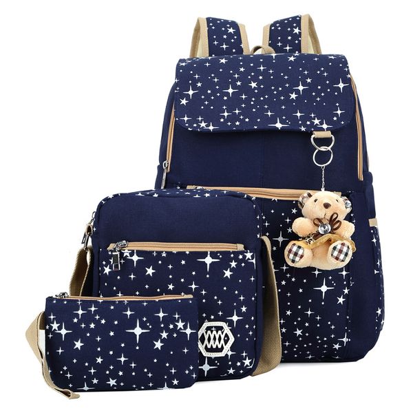 3pcs/set women backpack school bags star printing cute backpacks with bear for teenagers girls travel bag rucksacks mochila
3pcs/set women backpack school bags star printing cute backpacks with bear for teenagers girls travel bag rucksacks mochila