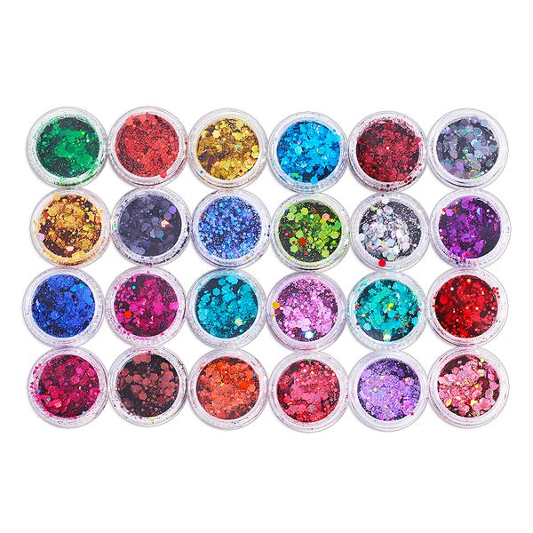 24 jars /lot glitter (holographic chunky glitter mix) -nail art holographic mixed hex 24 colors chunky nail, Silver;gold
24 jars /lot glitter (holographic chunky glitter mix) -nail art holographic mixed hex 24 colors chunky nail, Silver;gold
