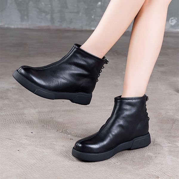 style cow full grain natural leather ankle boots shoes women footwear brown round toes riding shoes for women winter 19, Black
style cow full grain natural leather ankle boots shoes women footwear brown round toes riding shoes for women winter 19, Black