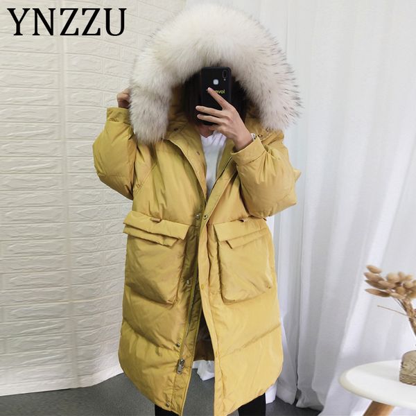 ynzzu 2019 winter new korean style women's down jacket real raccoon fur collar loose warm duck down coat hooded pockets a1167, Black
ynzzu 2019 winter new korean style women's down jacket real raccoon fur collar loose warm duck down coat hooded pockets a1167, Black