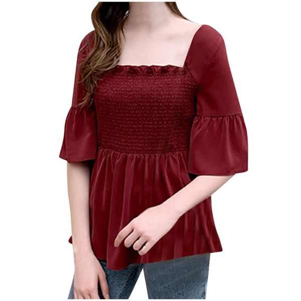 fashion women blouses slash neck casual short flare sleeve solid ladies long pleated vetement femme #lr2, White
fashion women blouses slash neck casual short flare sleeve solid ladies long pleated vetement femme #lr2, White