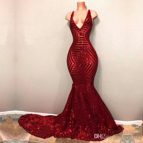 2020 red sequined африканский пром платья без рукавов русалка погружаясь v шеи черная девушка вечерние платья, Black
2020 red sequined африканский пром платья без рукавов русалка погружаясь v шеи черная девушка вечерние платья, Black
