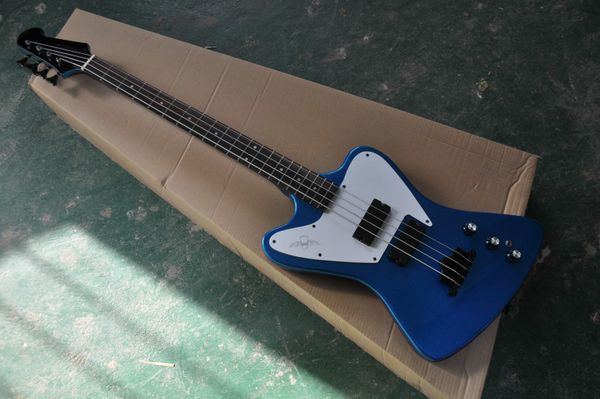 super rare firebird thunderbird non reverse 4 strings metallic blue electric bass guitar white pickguard, neck set in body, black hardware
super rare firebird thunderbird non reverse 4 strings metallic blue electric bass guitar white pickguard, neck set in body, black hardware
