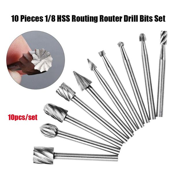 10pcs hss rotary router drill bit set burr tools wood drill cutting diy routing carving electric grinding head engravingtool
10pcs hss rotary router drill bit set burr tools wood drill cutting diy routing carving electric grinding head engravingtool
