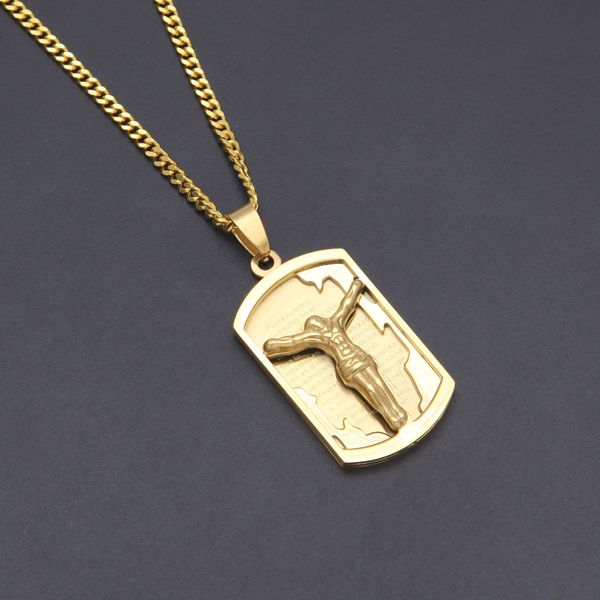 cuban link chains carved titanium steel gold-plated military brand christ hiphop necklace jesus pendant stainless steel necklace, Silver
cuban link chains carved titanium steel gold-plated military brand christ hiphop necklace jesus pendant stainless steel necklace, Silver
