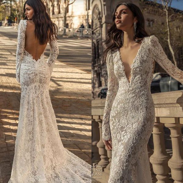 julie vino 2020 mermaid wedding dresses deep v neck lace long sleeve bridal gowns backless boho vestido de novia, White
julie vino 2020 mermaid wedding dresses deep v neck lace long sleeve bridal gowns backless boho vestido de novia, White