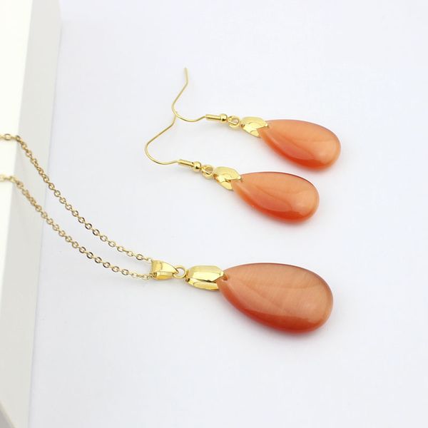 lycoon opal stone & stainless steel plate gold color cat's eye stone water drop pendant necklace earrings jewelry sets for women, Silver
lycoon opal stone & stainless steel plate gold color cat's eye stone water drop pendant necklace earrings jewelry sets for women, Silver
