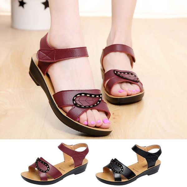 women ladies summer fashion leather sandals wedges comfort big size shoes, Black
women ladies summer fashion leather sandals wedges comfort big size shoes, Black