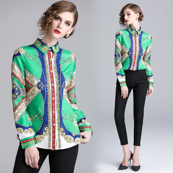 floral print blouses women spring fall runway design long sleeve elegant plus size ladies slim blue winter shirts, White
floral print blouses women spring fall runway design long sleeve elegant plus size ladies slim blue winter shirts, White