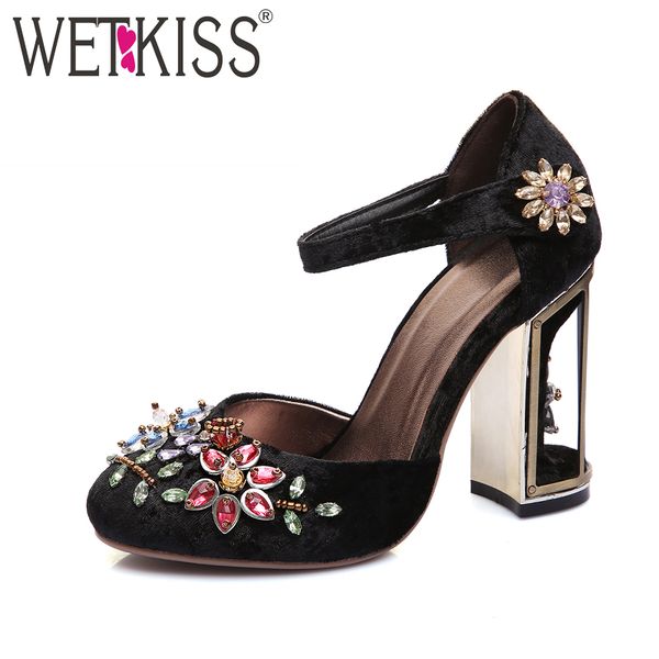 wetkiss 2019 floral pleuche shoes women pumps luxurious cutouts bird cage high heel crystal female vintage pumps big size, Black
wetkiss 2019 floral pleuche shoes women pumps luxurious cutouts bird cage high heel crystal female vintage pumps big size, Black