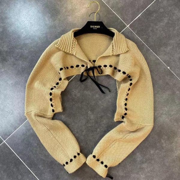 2020 spring new lapel woven lace up long-sleeve color panel little woman knitted shirt cropped knitted cardigan top, White
2020 spring new lapel woven lace up long-sleeve color panel little woman knitted shirt cropped knitted cardigan top, White