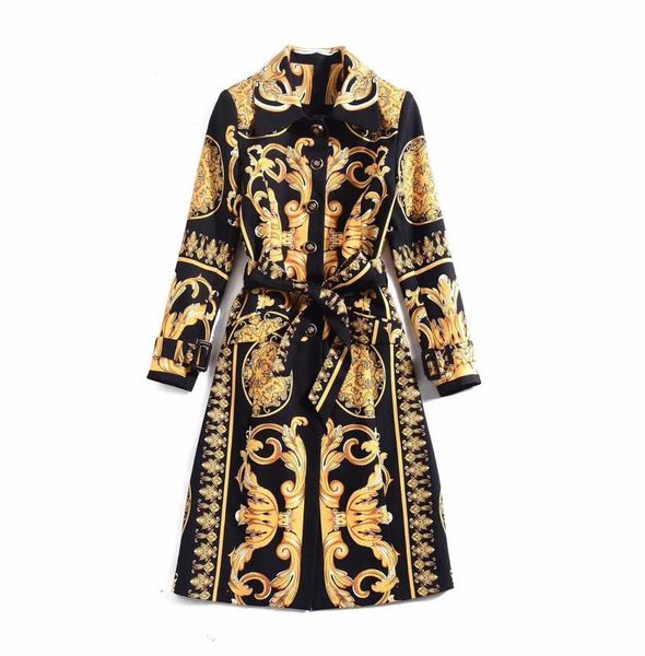 european and american women's 2019 winter clothing new long sleeve fine button vintage print trench coat, Tan;black
european and american women's 2019 winter clothing new long sleeve fine button vintage print trench coat, Tan;black