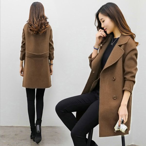 sagace women outerwear autumn winter clothing fashion warm woolen blends slim female elegant double breasted woolen coats a30107, Black
sagace women outerwear autumn winter clothing fashion warm woolen blends slim female elegant double breasted woolen coats a30107, Black