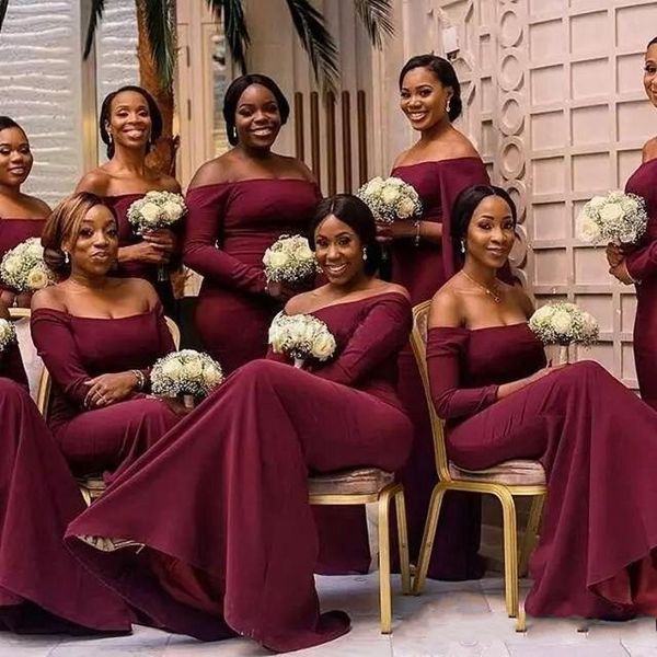 arabic african burgundy bridesmaid dresses off the shoulder long sleeve mermaid sweep train maid of honor formal wedding party dresses, White;pink
arabic african burgundy bridesmaid dresses off the shoulder long sleeve mermaid sweep train maid of honor formal wedding party dresses, White;pink