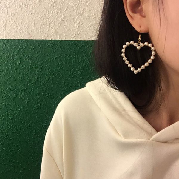 earrings for women gold silver fashion jewelry pendant girls trend gift hanging dangler eardrop clasp female heart simple