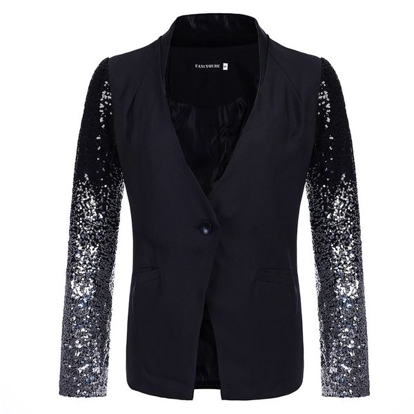 blazer mujer 2019 women autumn plus size solid sequins cuffs long sleeve notched casual office overwear blazer mujer elegante, White;black
blazer mujer 2019 women autumn plus size solid sequins cuffs long sleeve notched casual office overwear blazer mujer elegante, White;black