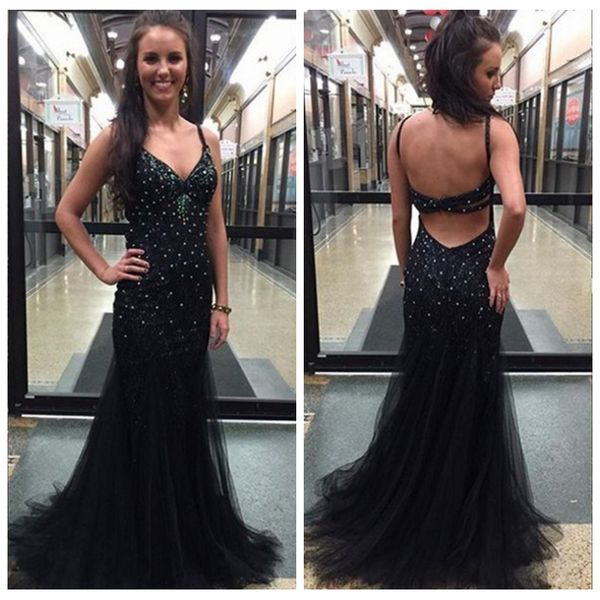 2019 spaghetti strips slim black slim mermaid prom dresses tulle sweep train long beaded bling bling women evening party gowns special
2019 spaghetti strips slim black slim mermaid prom dresses tulle sweep train long beaded bling bling women evening party gowns special