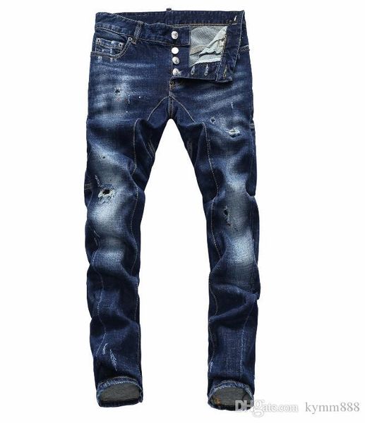 european standing men's jeans, men's jeans, a pair of skinny jeans and black embroidered skulls#050, Blue
european standing men's jeans, men's jeans, a pair of skinny jeans and black embroidered skulls#050, Blue