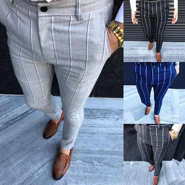business men vertical stripes print zipper pockets cotton long pencil pants, Black
business men vertical stripes print zipper pockets cotton long pencil pants, Black