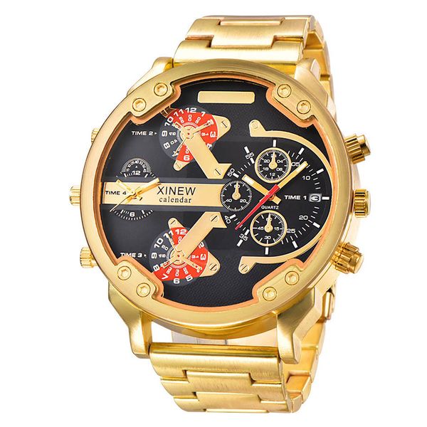 big dial luxury mens watch sports military watches brand quartz clock stainless steel two time zone wristwatches gifts, Slivery;brown
big dial luxury mens watch sports military watches brand quartz clock stainless steel two time zone wristwatches gifts, Slivery;brown