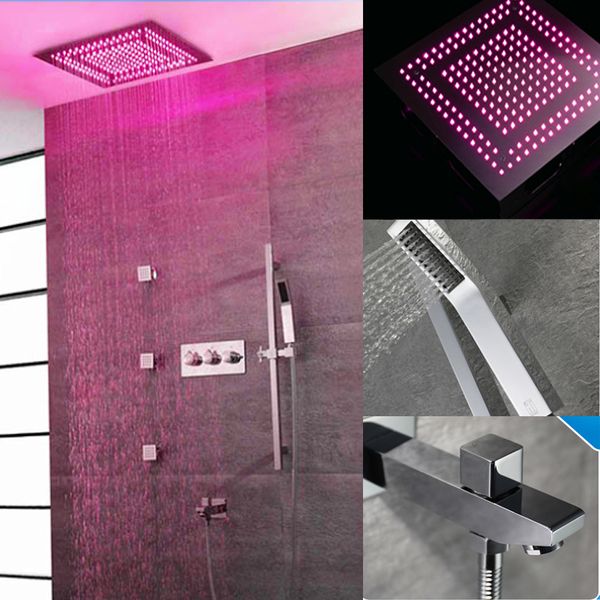 

rainfall shower systems concealed led showerhead bathroom shower set with sliding bar & handheld shower & 3 body jets & cold mixer