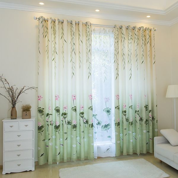 

chinese lotus pond moonlight printing shade curtains for living dining room bedroom