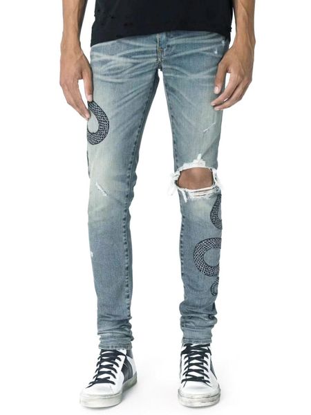 american streetwear fashion men jeans snake embroidery destroyed ripped jeans men broken pants brand hip hop skinny hombre, Blue
american streetwear fashion men jeans snake embroidery destroyed ripped jeans men broken pants brand hip hop skinny hombre, Blue
