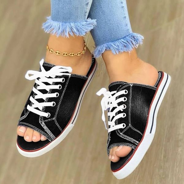 women canvas home slipper woman casual lace up flats female 2020 summer peep toe shoes big size 43 ladies fashion footwear, Black
women canvas home slipper woman casual lace up flats female 2020 summer peep toe shoes big size 43 ladies fashion footwear, Black