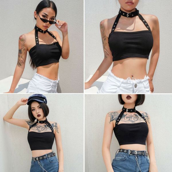brand new women summer sleeveless harajuku short vest with necklace crop ladies halter camis black gothic tank, White
brand new women summer sleeveless harajuku short vest with necklace crop ladies halter camis black gothic tank, White