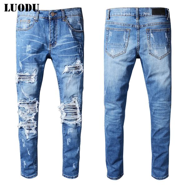 new italy style #513# mens distressed destroy pants knee ribbed patches blue denim skinny biker jeans slim trousers size 28-40
new italy style #513# mens distressed destroy pants knee ribbed patches blue denim skinny biker jeans slim trousers size 28-40