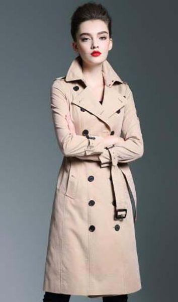 

women fashion england plus long trench coat/british brand designer double breasted slim belted trench for women b6841f340 s-xxl, Tan;black